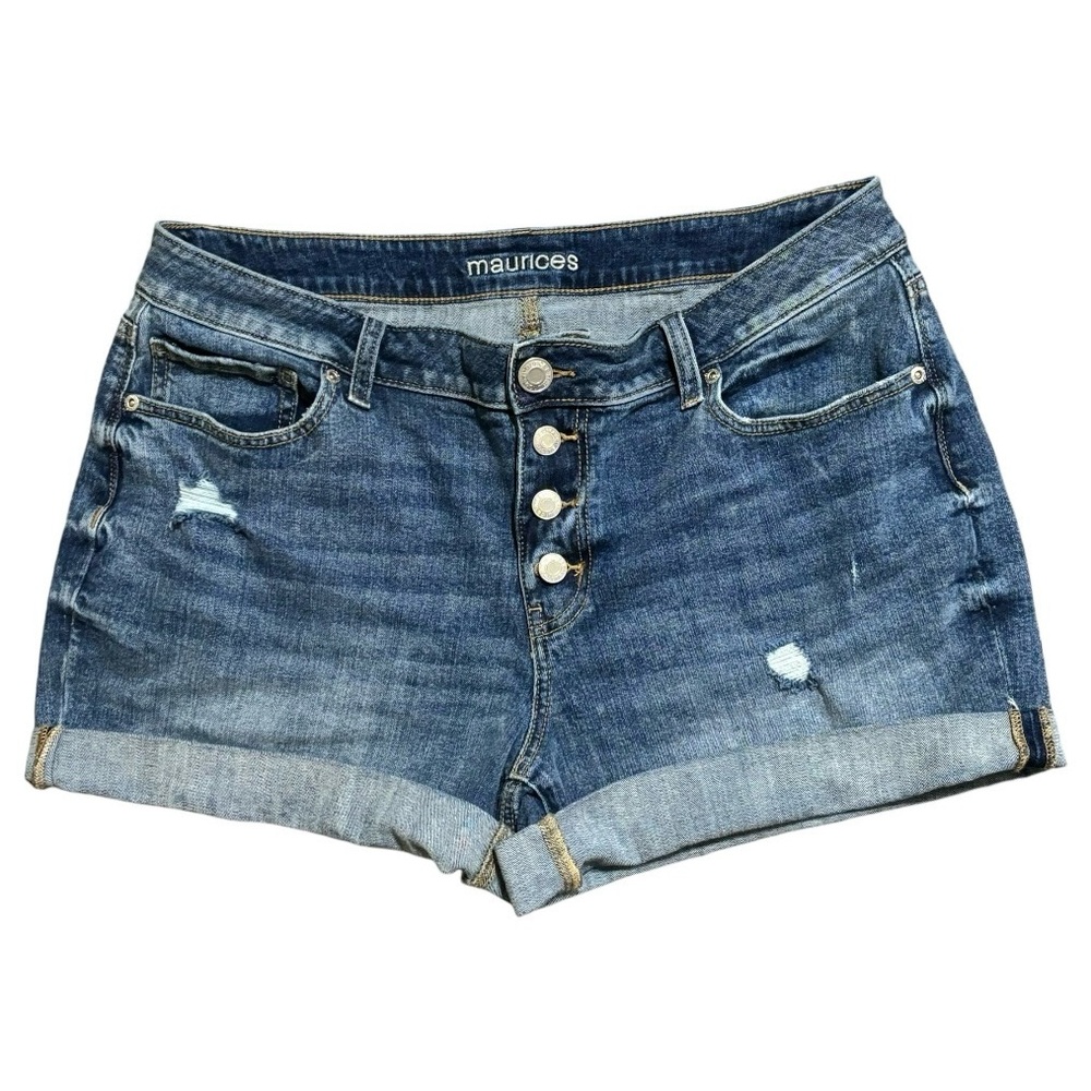 Maurices Dark Wash Denim Button Fly Cut-Off Jean Shorts Size 14 Women's